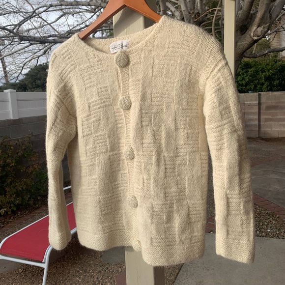 Aliento handmade in Bolivia 100% alpaca cream vanilla cardigan size M - Picture 1 of 11